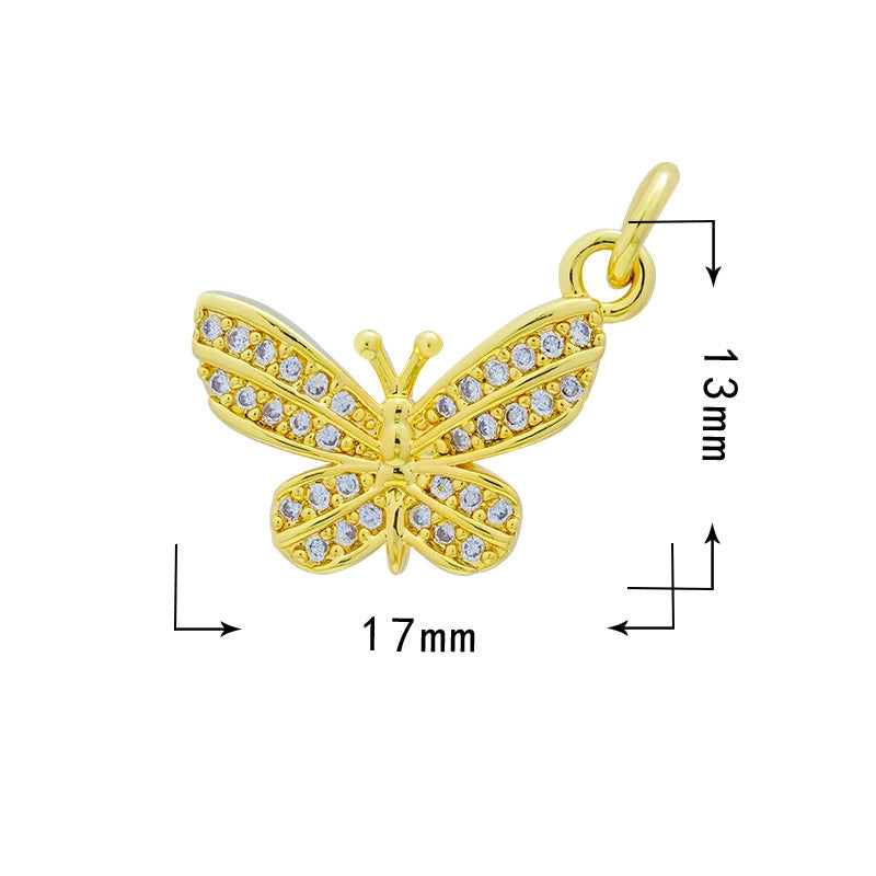 1 Piece 12*16mm Copper Zircon Star Heart Shape Butterfly Pendant Jewelry Accessories