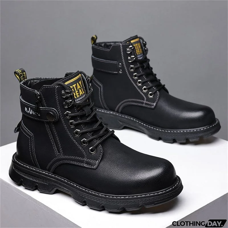 Men's Cotton High Top Cashmere Fleece Martin Boots