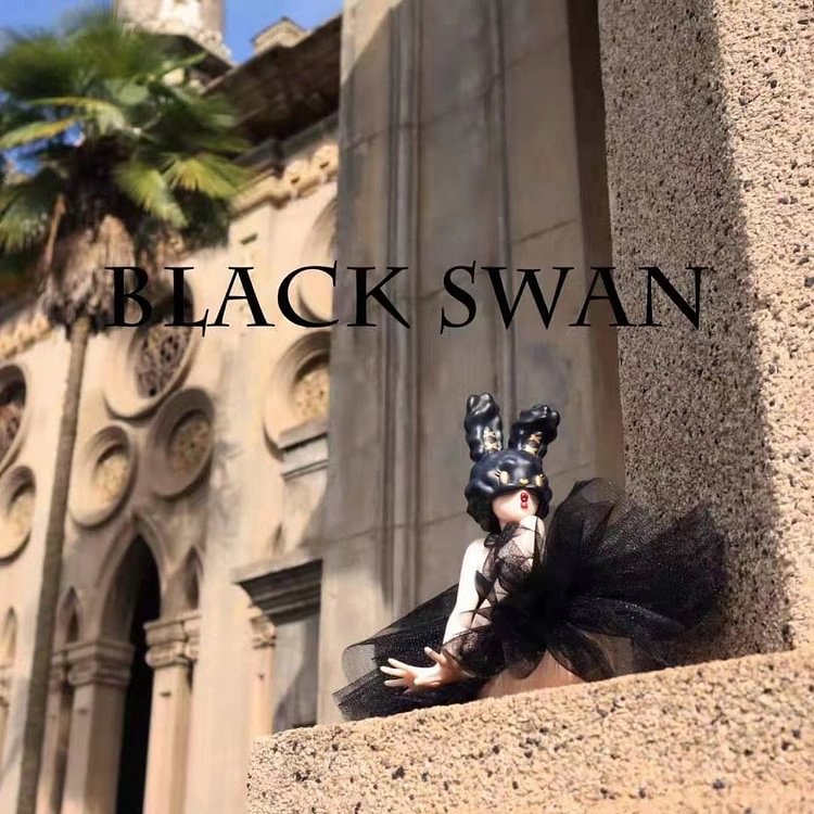 Black & White swan Bunny Girl - Original Design Resin Statue - WOW Studio [Pre-Order]-shopify