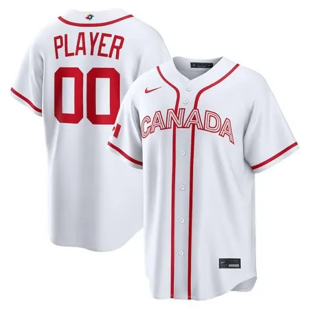 Youth Canada Baseball Custom White 2026 World Baseball Classic Home Jersey