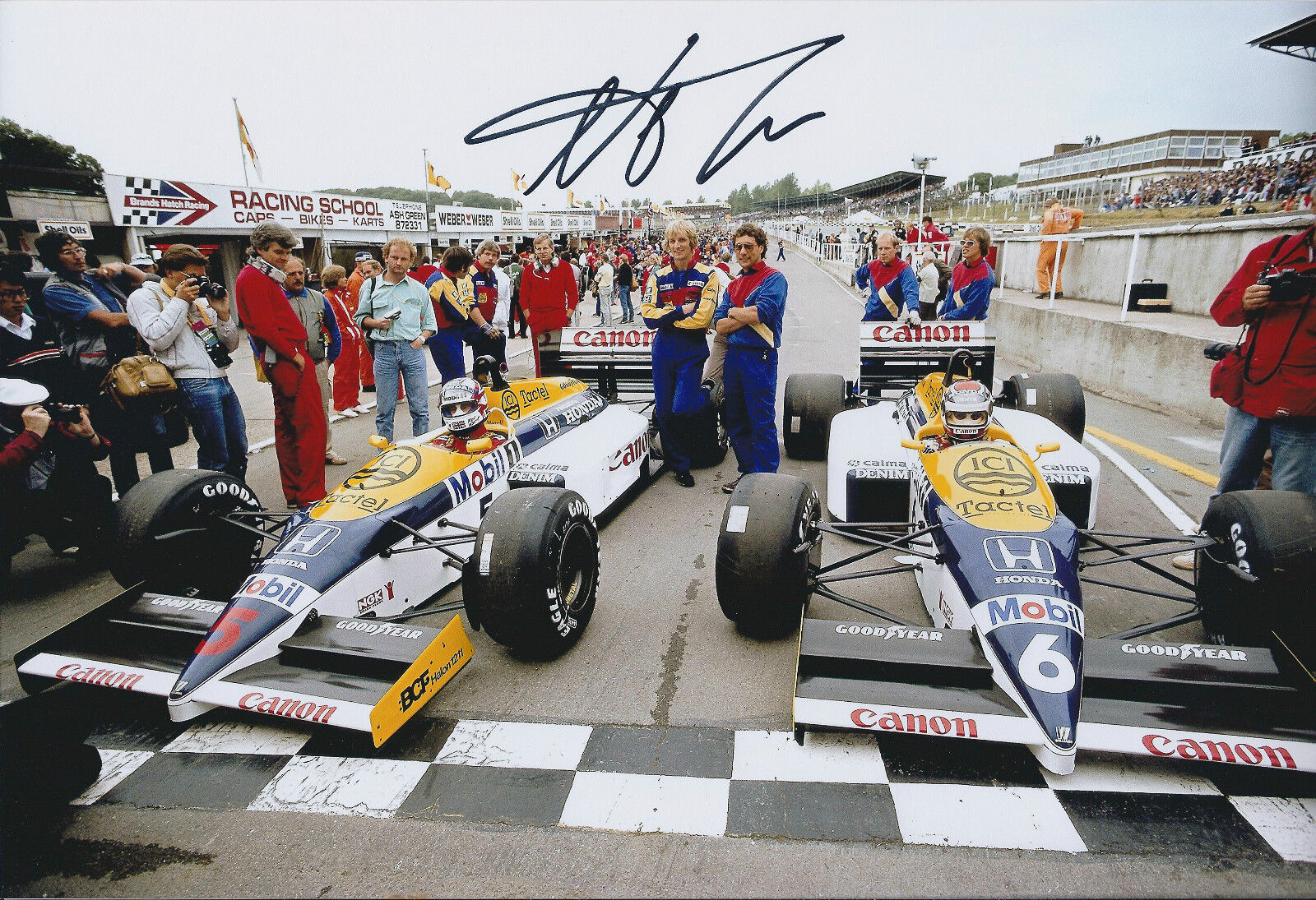 Nelson PIQUET SIGNED Parc Ferme HONDA 12x8 Photo Poster painting AFTAL Autograph COA F1 Winner