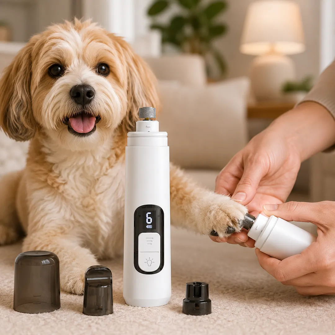 BEBANG Rechargeable 6-Speed Dog Nail Grinder, Pet Nail Trimmer with LED Display & 2 LED Lights, 3 Grinding Bits, No Over-Cutting, Stress-Free Grooming for Dogs, Cats & All Sensitive Pets