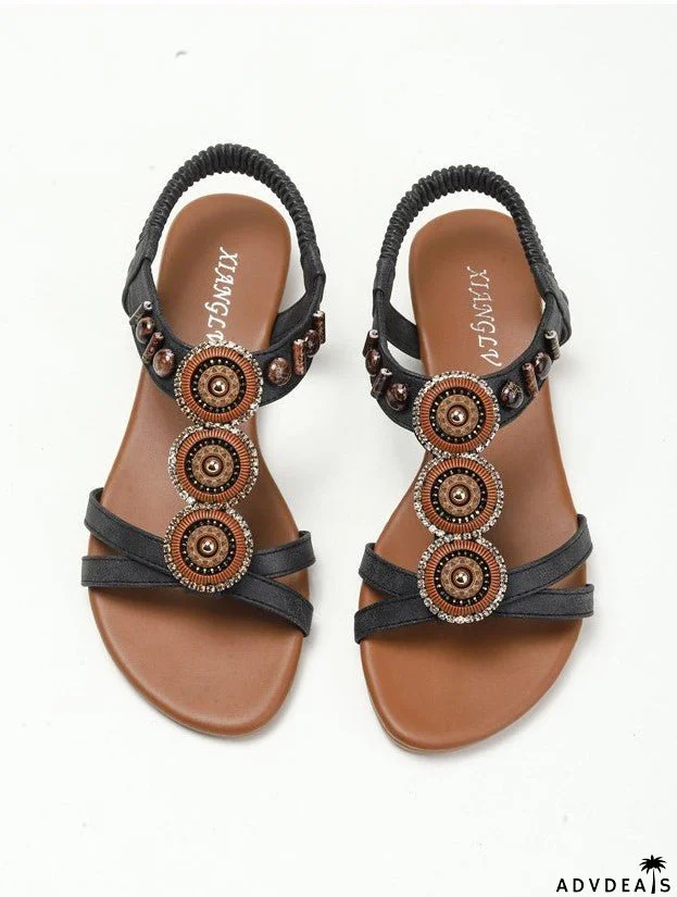 Bohemian Beaded Wedge Roman Sandals
