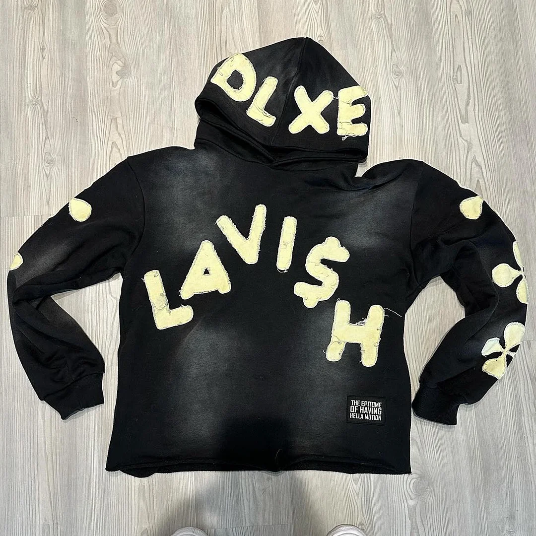 Lavish print casual retro streetwear hoodie