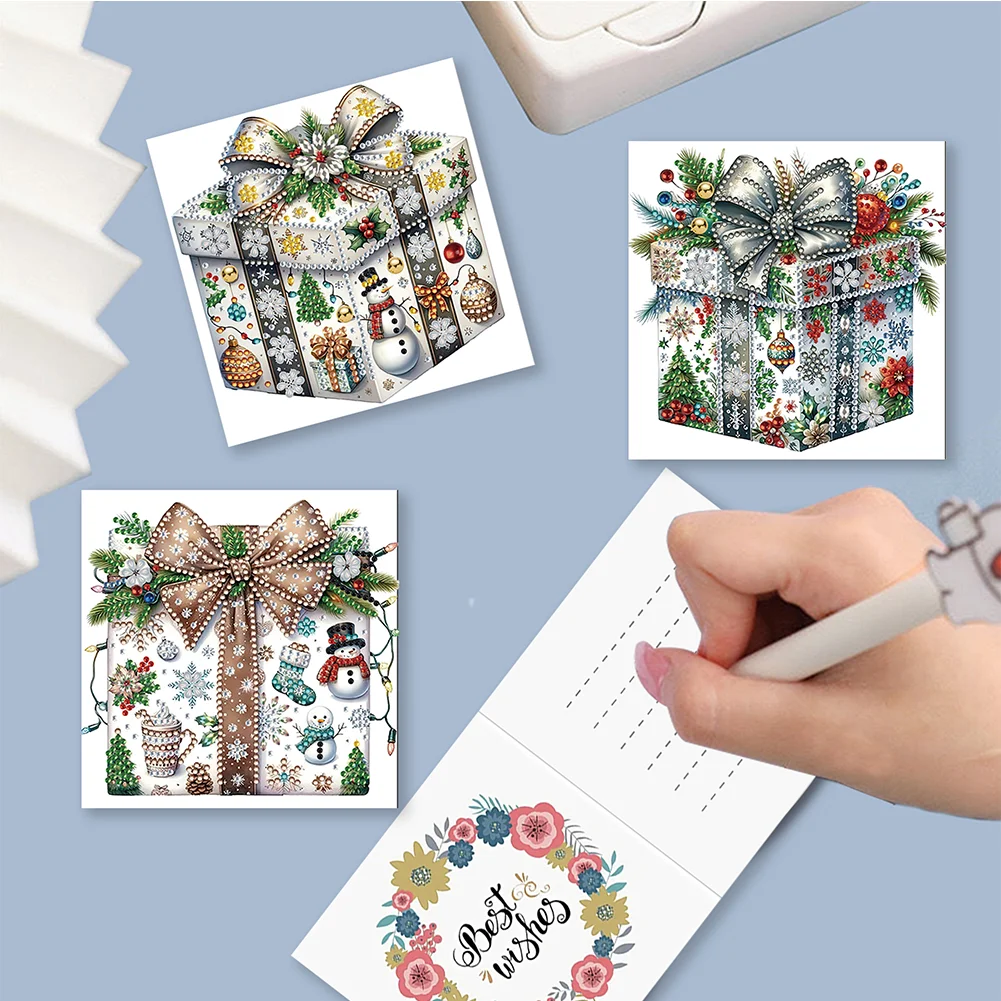 6pcs DIY Christmas Gift Box DIY Diamond Painting Card for Friends Family Gift【With White Envelope】
