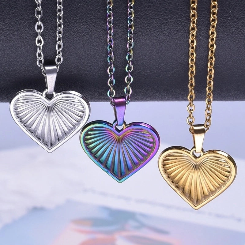 Basic Modern Style Classic Style Geometric Heart Shape 304 Stainless Steel Plating Pendant Necklace