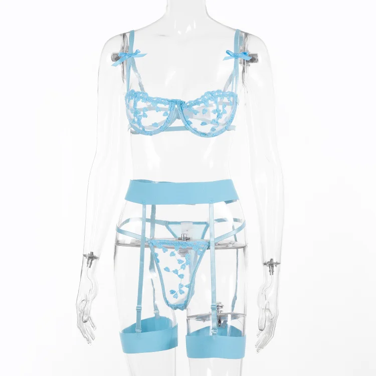 Women's Fashion Simple Lace Embroidery Three-piece Set