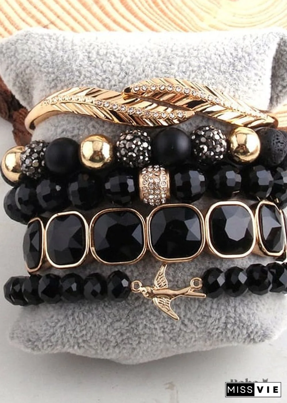 Boho Bracelet, RH Bracelet Set, Cubic Zircon Ball, Natural Stones Ball in Black and White