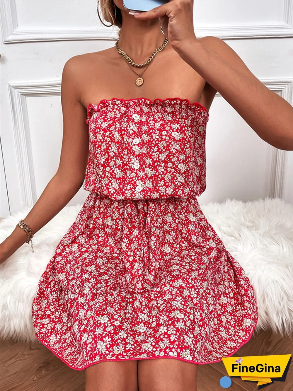 New Hot Selling Sexy Tube Top Floral Dress