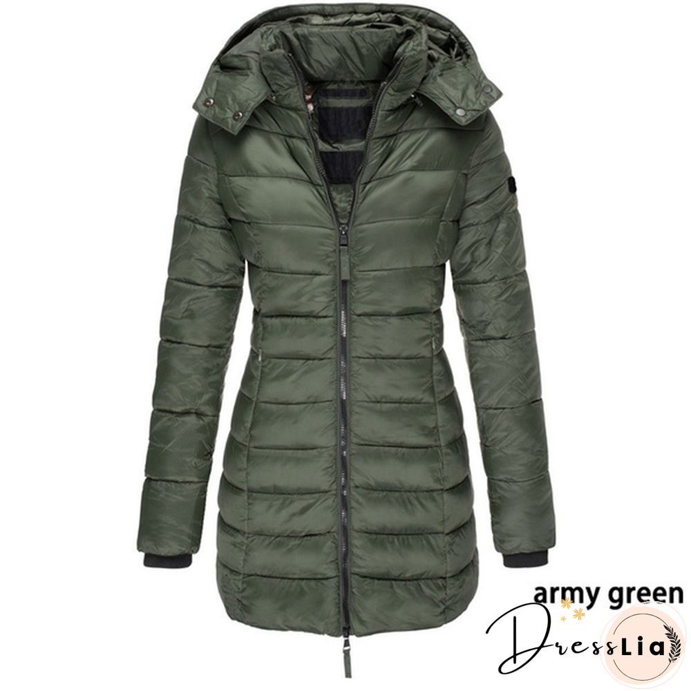 New Women Winter Long Coat Thicken Warm Hooded Cotton Padded Puffer Jacket Overcoat