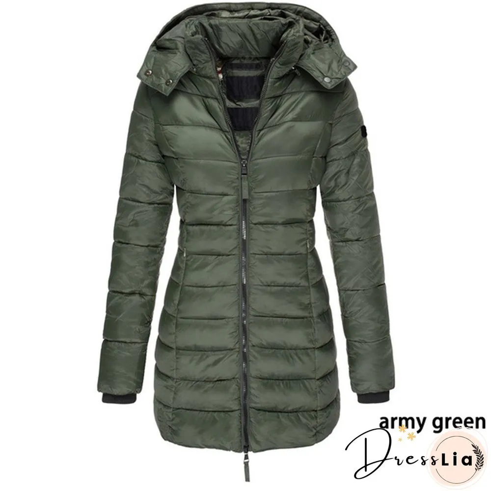 New Women Winter Long Coat Thicken Warm Hooded Cotton Padded Puffer Jacket Overcoat