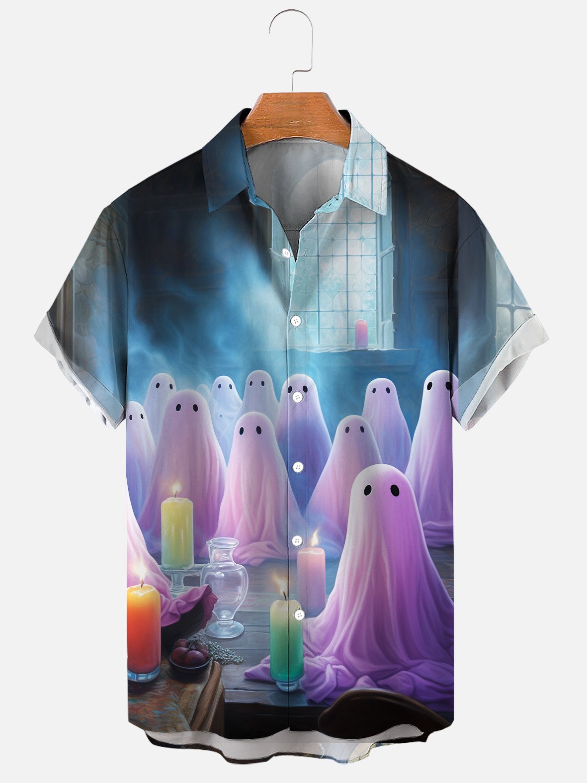 Ghost Party Art Stylish Halloween Graphic Casual Print Shirt