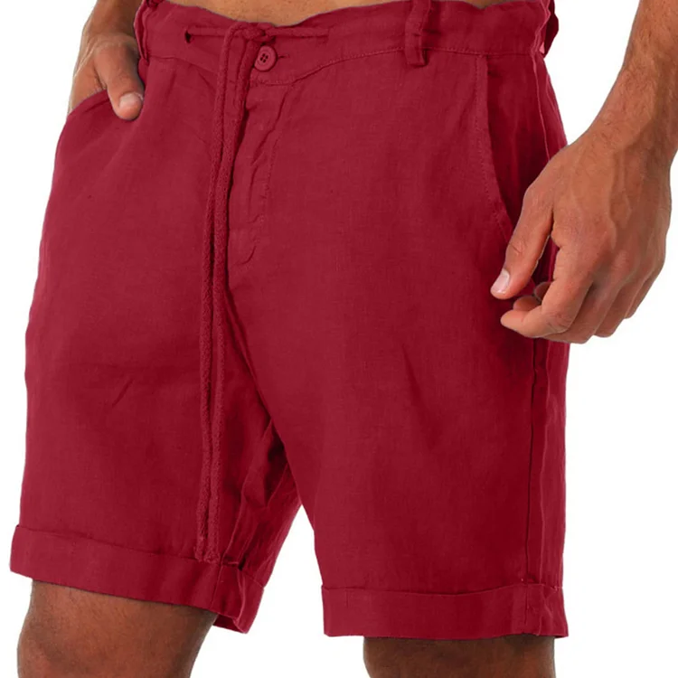 BrosWear Men's Cotton Linen Loose Casual Sports Shorts