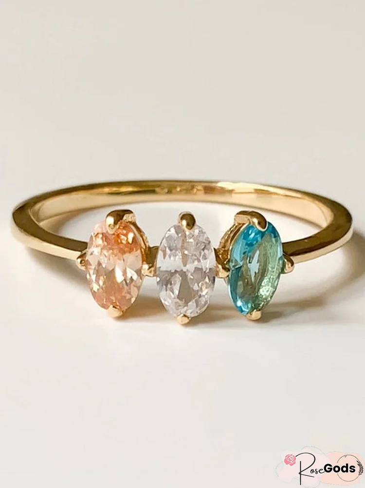 Vintage Colorful Diamond Ring Daily Commuter Party Wedding Jewelry
