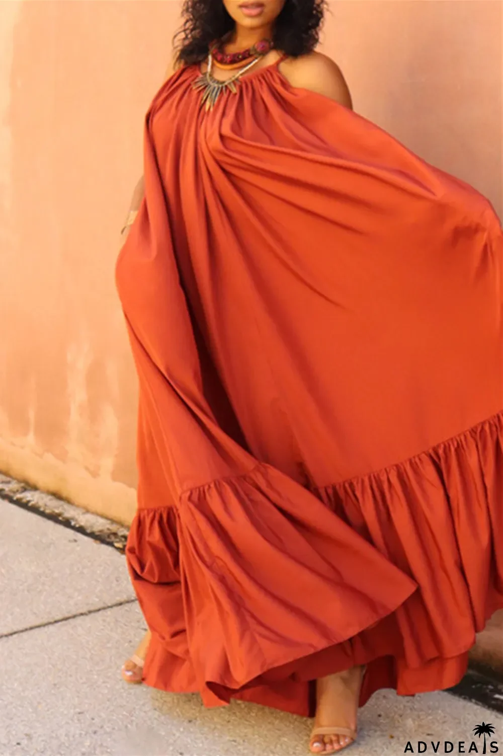 Dark Gray Sexy Casual Solid Backless Spaghetti Strap Loose Sling Dress