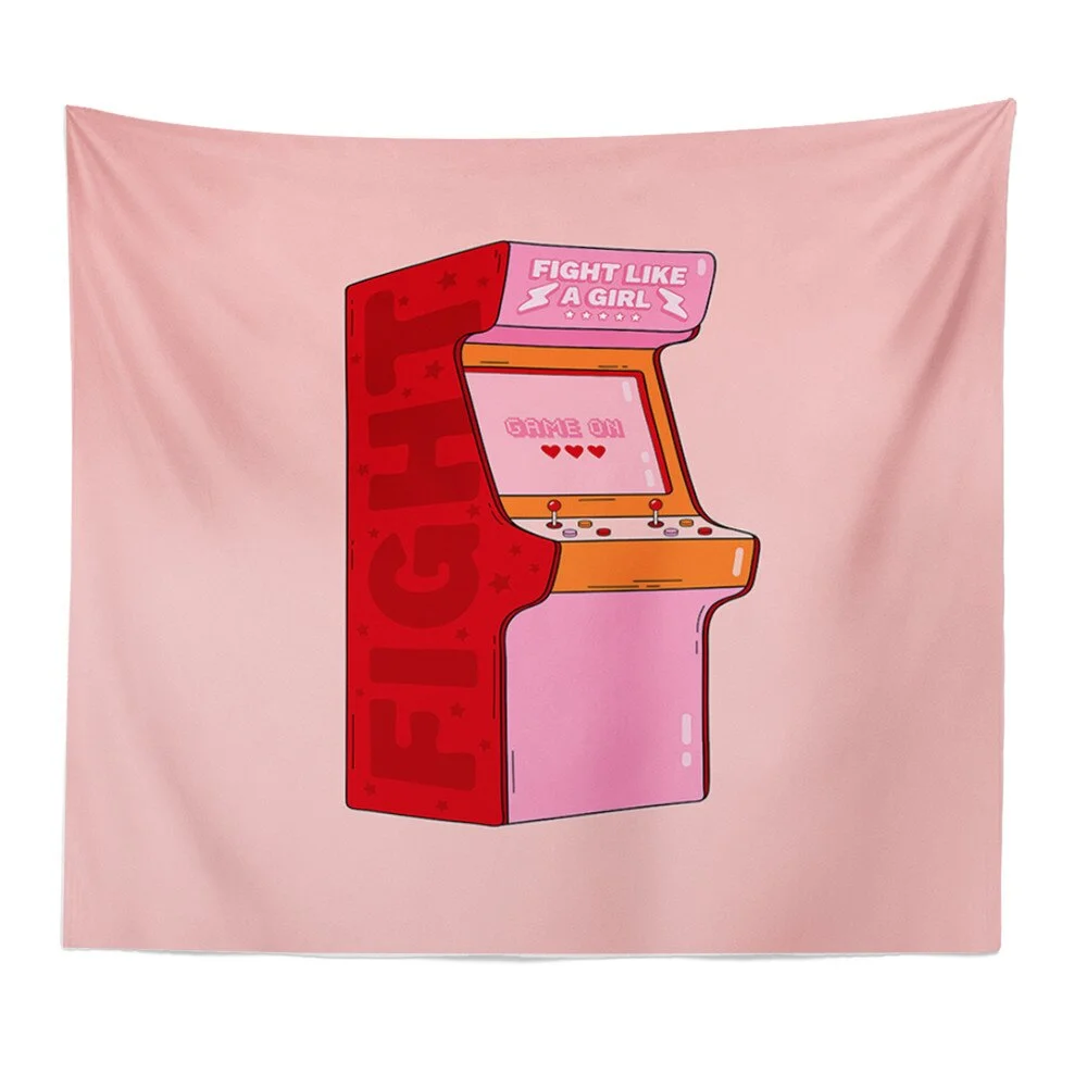 Pink Creative Series Wall Tapestry Personality Cartoon Pattern Printed Wall Cloth Tapestry Hippie Art Home Decor Yoga Mat Carpet