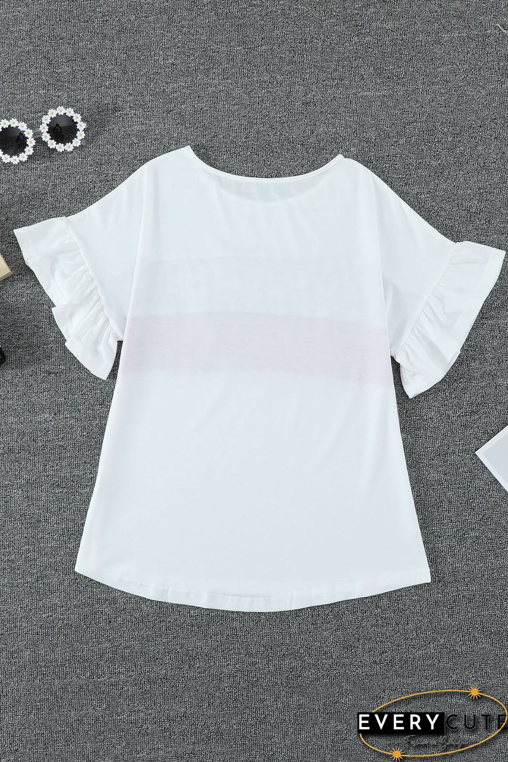 White Leopard Color Block Short Sleeve Tee