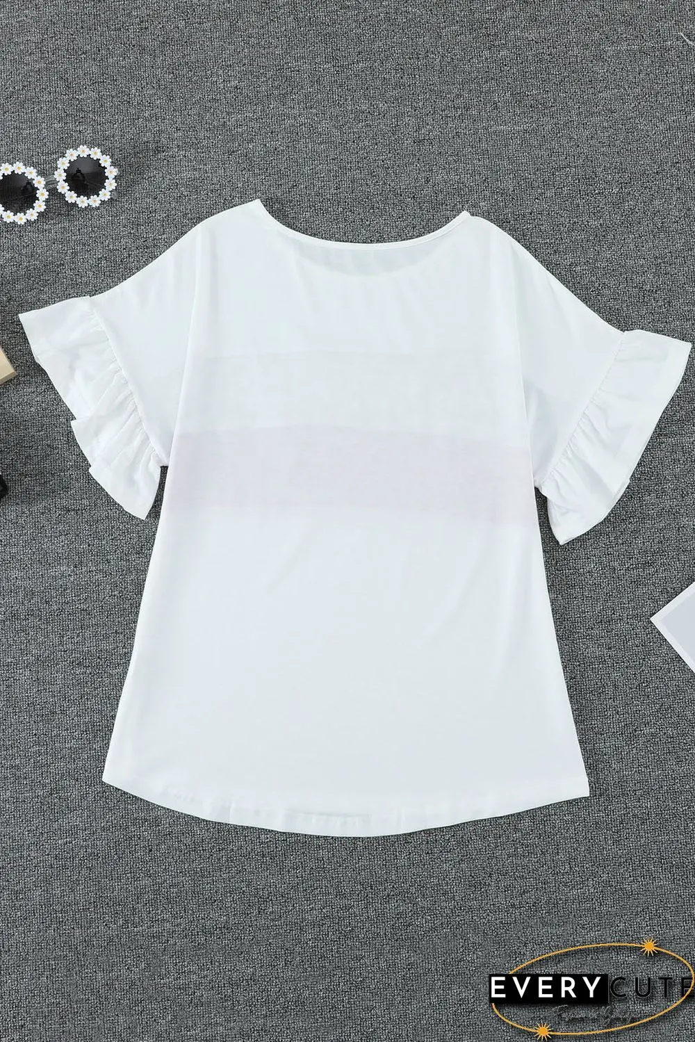 White Leopard Color Block Short Sleeve Tee
