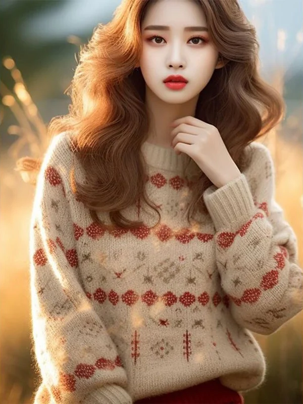 Athvotar Athvotar Autumn And Winter New Super Good-Looking Retro Lazy Wind Loose Yang Gas Age Reduction Knitting Shirt Bottom Top