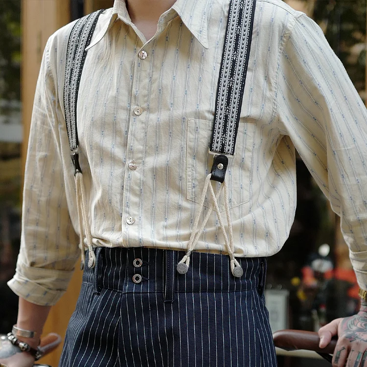 Vintage Cotton Striped Jacquard Shirt