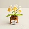 (Finished Product)Crochet Flower Potted Doll with Positive Card Desktop Ornaments, Potted Plants, Bouquets Gift Home Decor