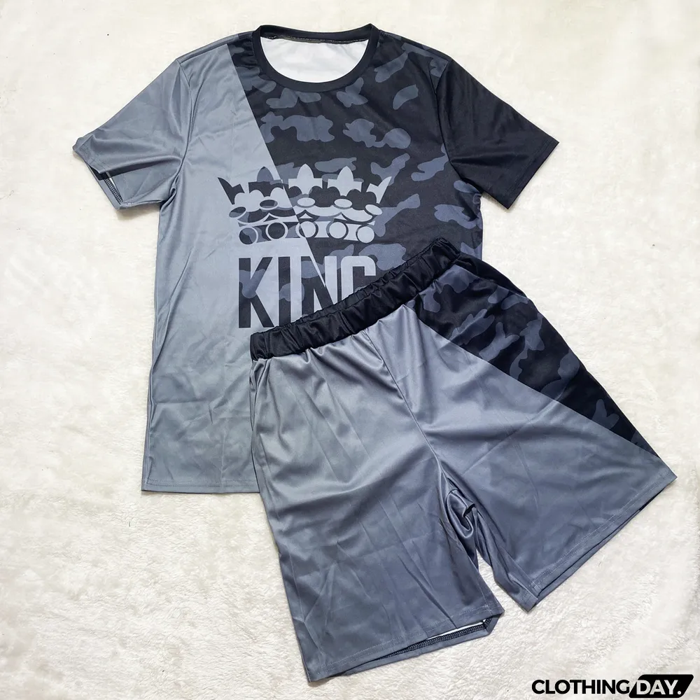 Men's Printed T Shirt And Shorts 2 Piece Sets