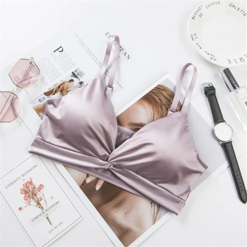 Sexy Satin Bra Triangle Cup Shaping Bralette Seamless Lenceria Push-up Beauty Back Tube Underwear Lingerie нижнее белье женское