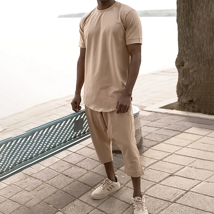 Broswear Khaki Joggers And Longline Top And Pants Co-Ord