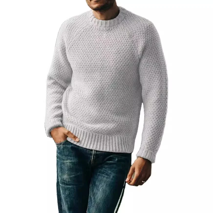 Wongn Wongn And Winter New Fashion Retro Men's Solid Color Casual Round Collar Jumper Sweater Men's Sweater