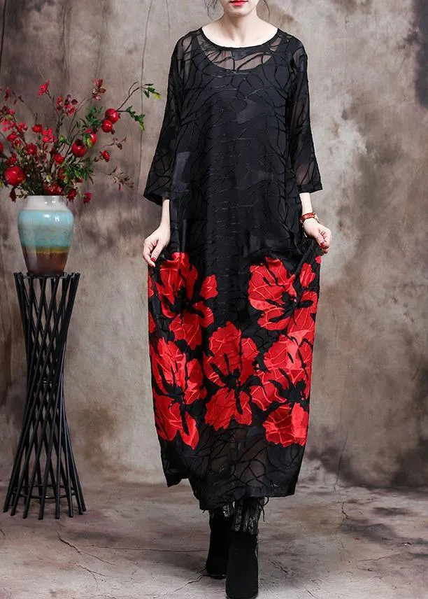 Elegant Red O Neck Two Pieces Vestidos Maxi Dresses