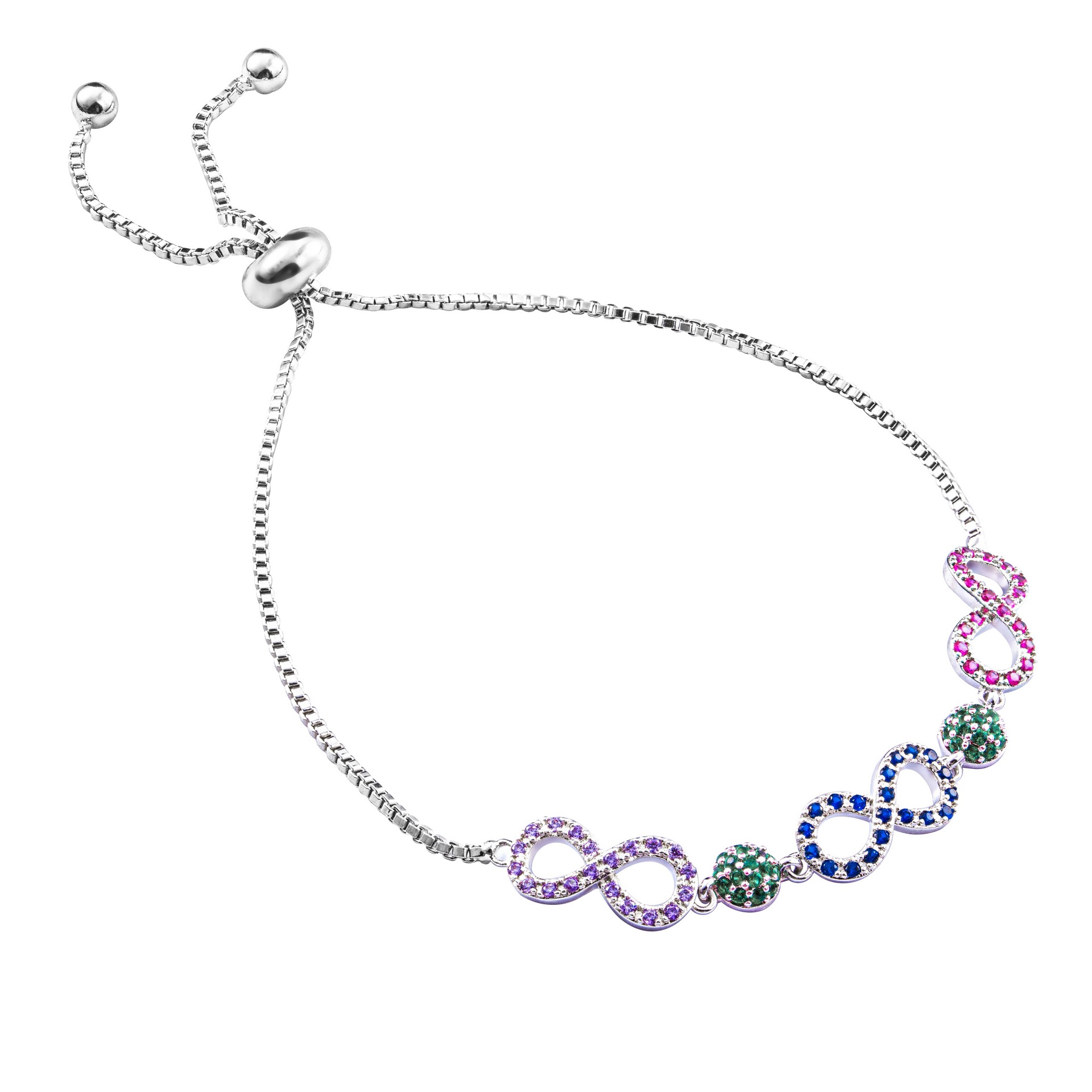 Infinity Charm Bracelet with Colorful Crystals
