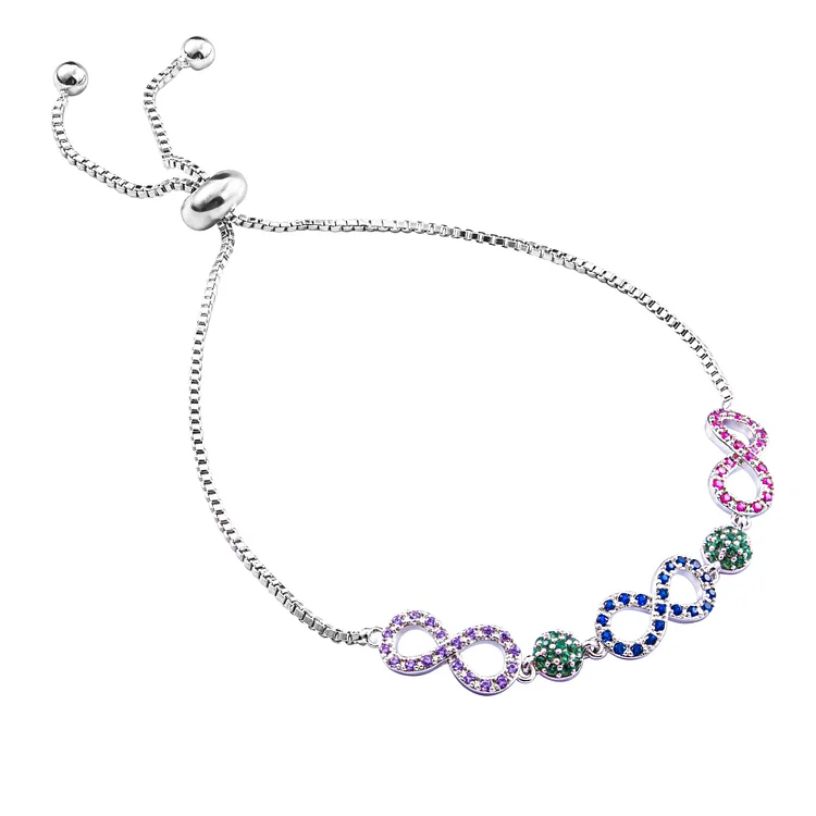 Infinity Charm Bracelet with Colorful Crystals