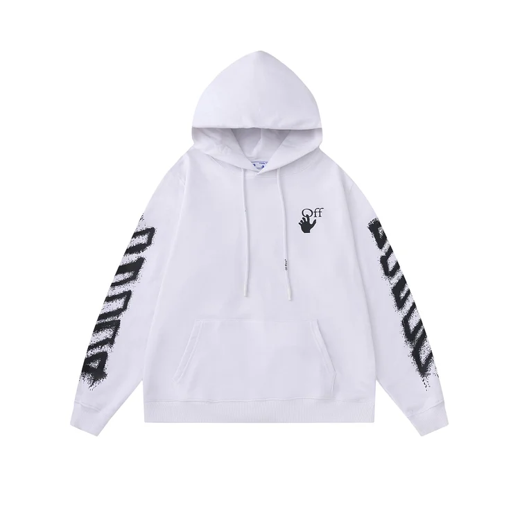 Off White Hoodie Autumn and Winter Classic Graffiti Splash-Ink Arrow Hooded Sweater for Men and Women
