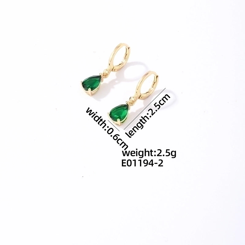 1 Pair Casual Vintage Style Minimalist Water Droplets Plating Inlay Stainless Steel Zircon White Gold Plated Gold Plated Drop Earrings
