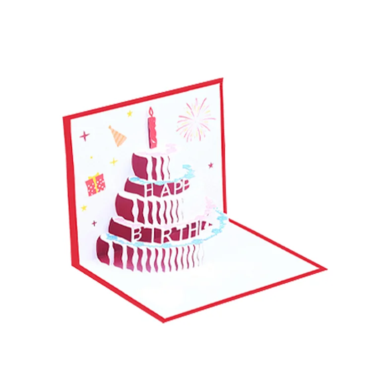 Birthday Jump Out Card Creative 3D Greeting Card For All Occasion (Red)