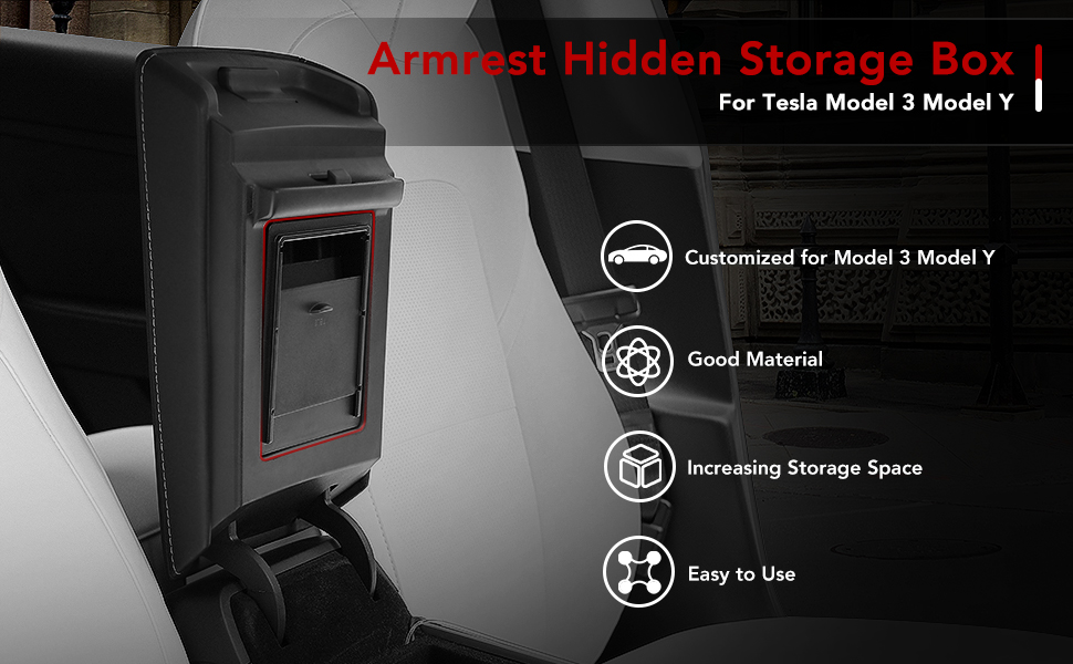 Mittelkonsole Organizer Armlehne Versteckte Aufbewahrungsbox Tesla Model 3 Model Y