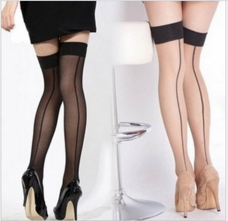 Stockings Women Over Knee Ultra-thin Vertical Line Pantyhose Party Thin Body Shaped Stylish Slim Ladies Elegant Comfortable Chic
