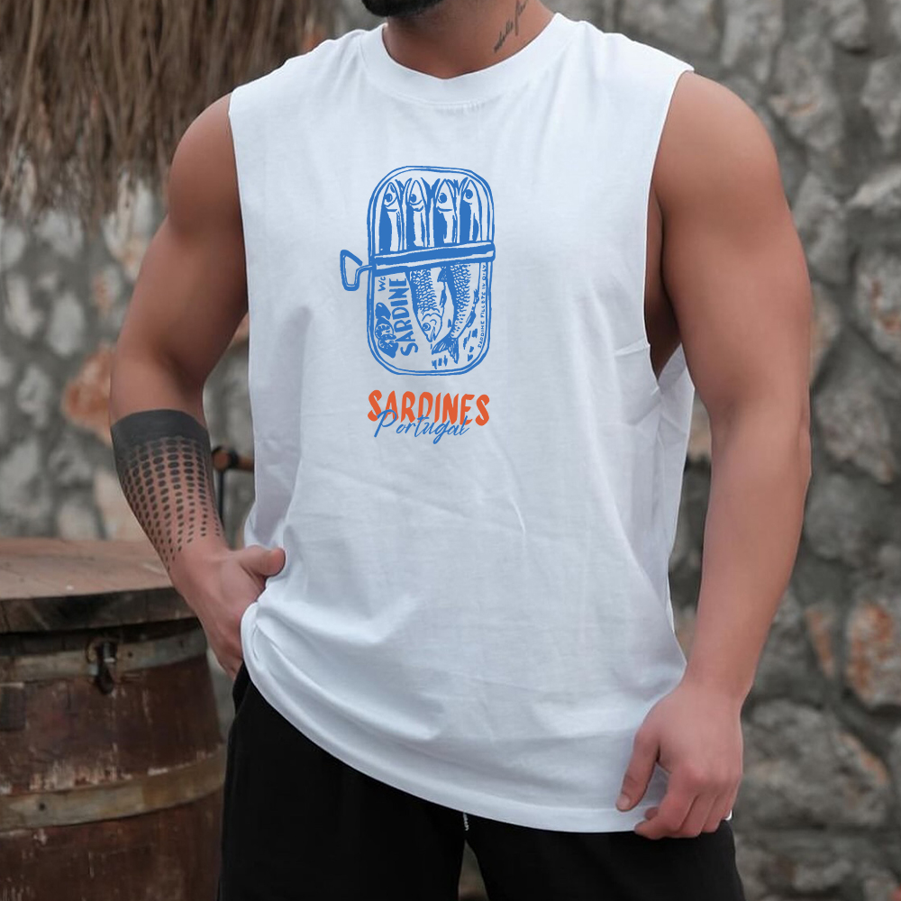 Unisex Casual Sardines Art Print Gym Tank Top