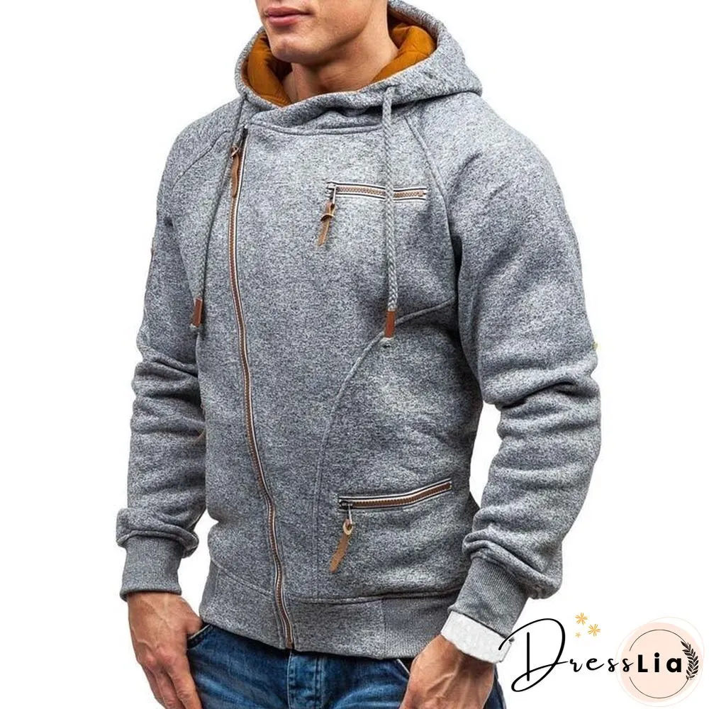 Hoodie Casual Solid Long Sleeve Hoodies Sweatshirts Slim Zipper Hoody Sweatshirt Men Hooded Streetwear