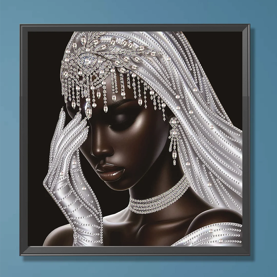 Diamond Painting - Partial Special Shaped Drill - Silver Veil Bride(Canvas|30x30cm)
