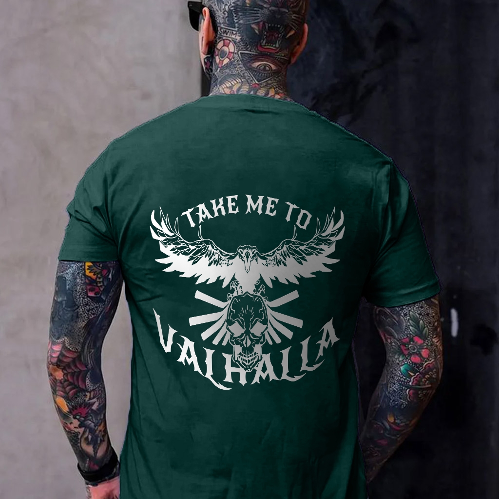 Take Me To Valhalla skull with eagle t-shirt