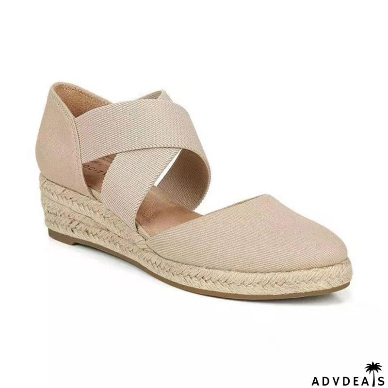 Fashion Cross Strap Wedge Heel Espadrilles Sandals for Women