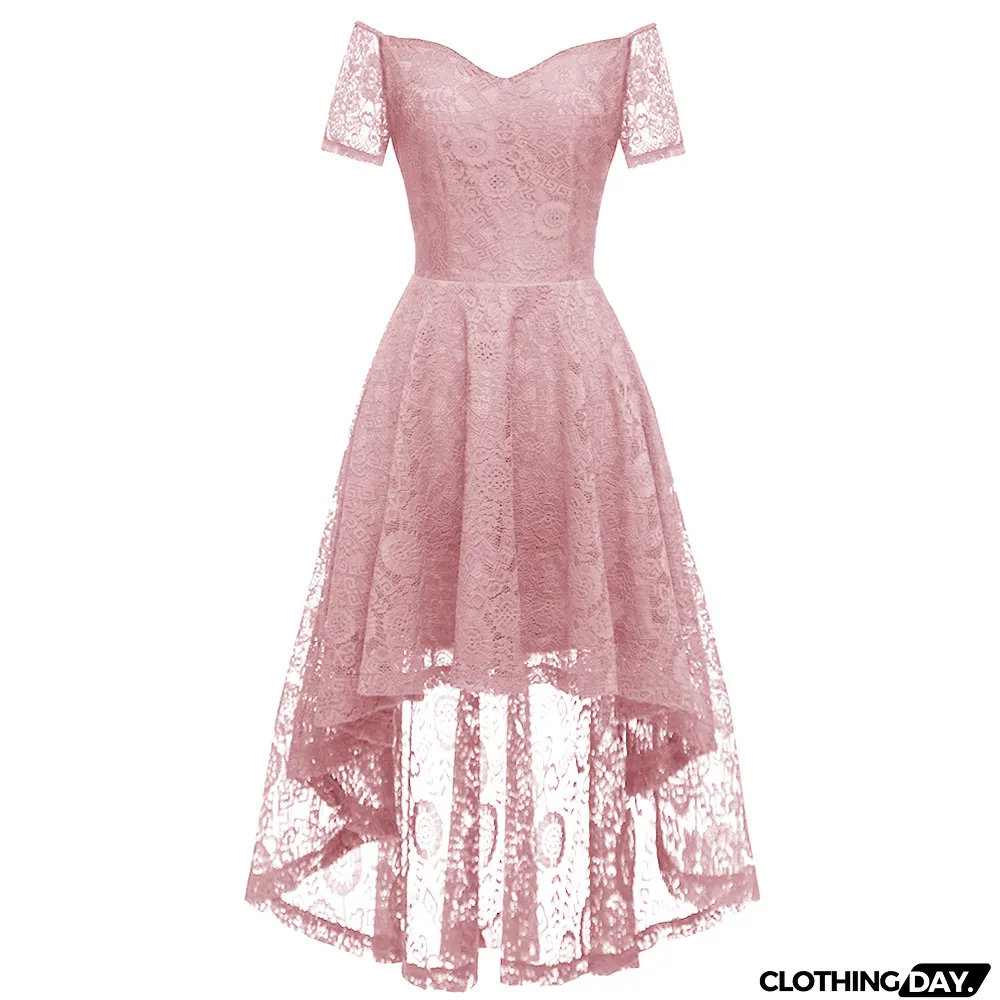 Women Sexy Elegant Off Shoulder lace Short Sleeve Mermaid Dress