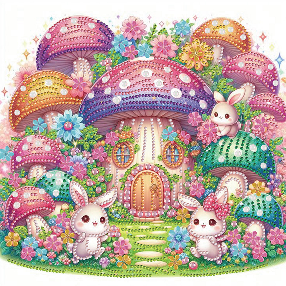 Mushroom House 30*30cm(canvas) special shaped drill diamond painting