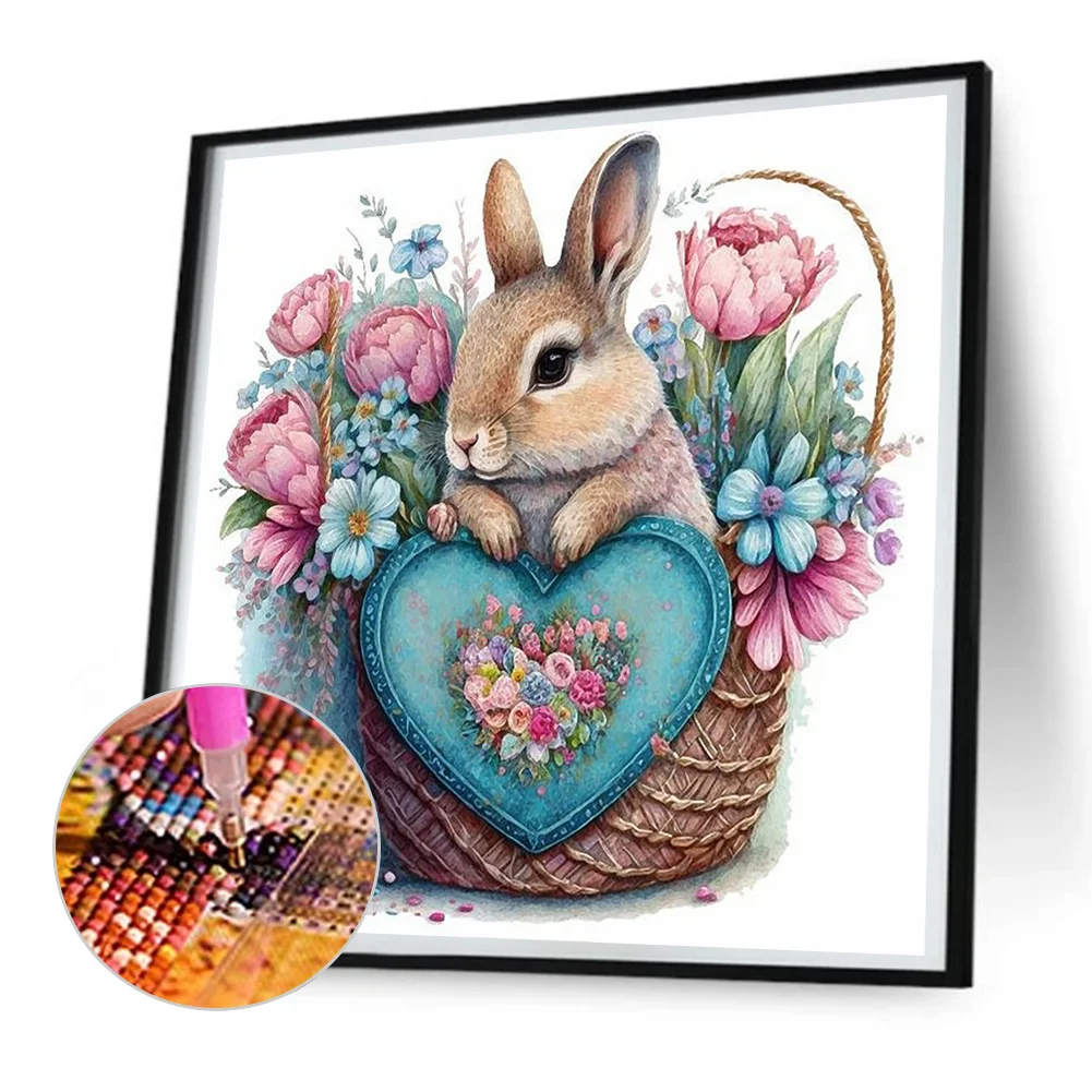Diamond Painting - Full Round Drill - Flower Bush Rabbit(Canvas|30*30cm)