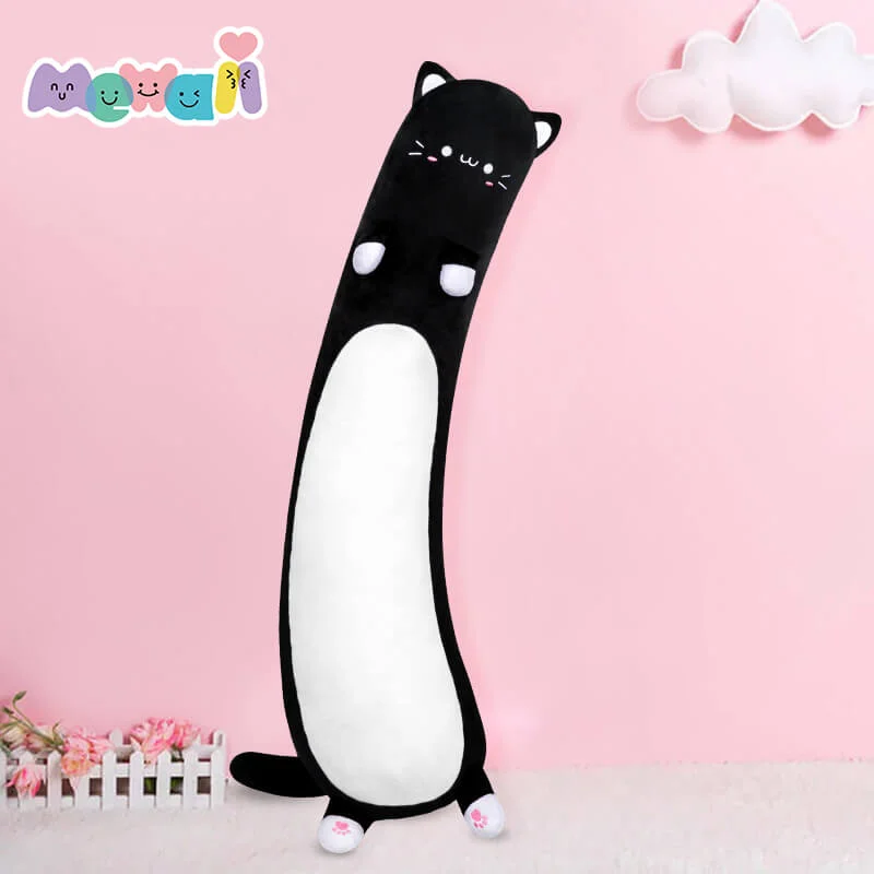 Mewaii® Long Cat Plush Kitten Smile Black Stuffed Animals Kawaii Plush Pillow Toy Loooong Family For Gift