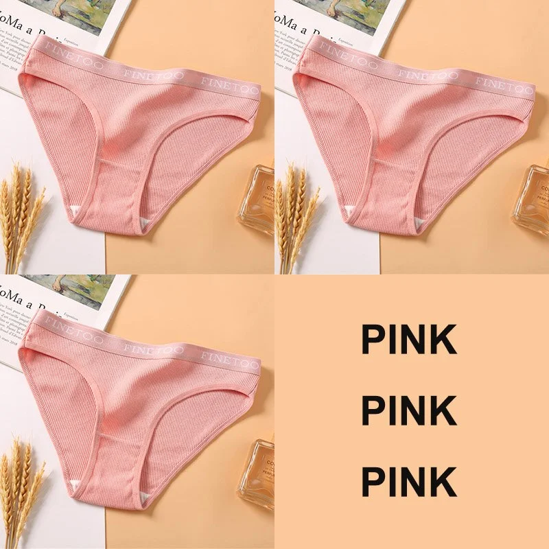 3PCS Women Cotton Underwear Panties Female Sexy Briefs Brand  Band Waist Pantys Set Solid Color Intimates Lingerie for Girl M-XL