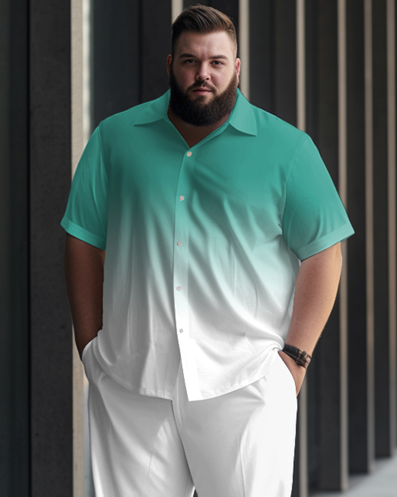 Holiday Gradient Printed Personalized Oversized Men's Short Sleeved Shirt Set