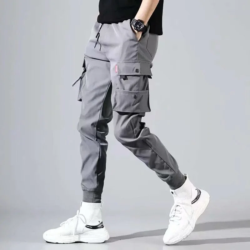 2022 Hip Hop Boy Multi-pocket Elastic Waist Harem Pants Men Streetwear Punk Casual Trousers Joggers Male Ankle-length Mens Pants