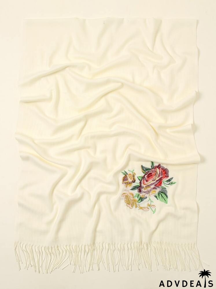 Flower Embroidered Scarf